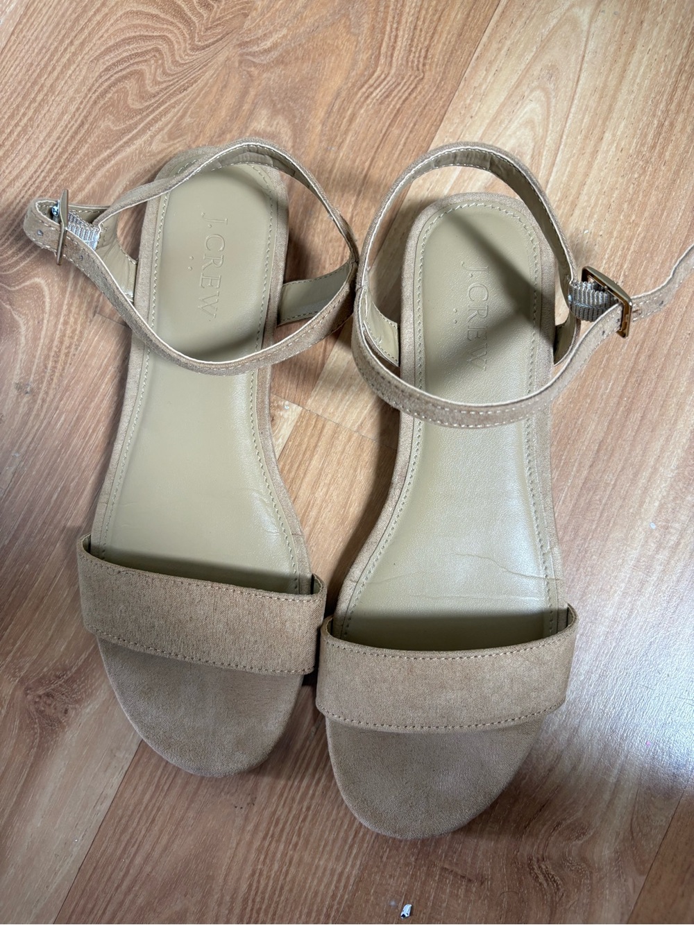 J. Crew Beige Suede Ankle-Strap Sandals